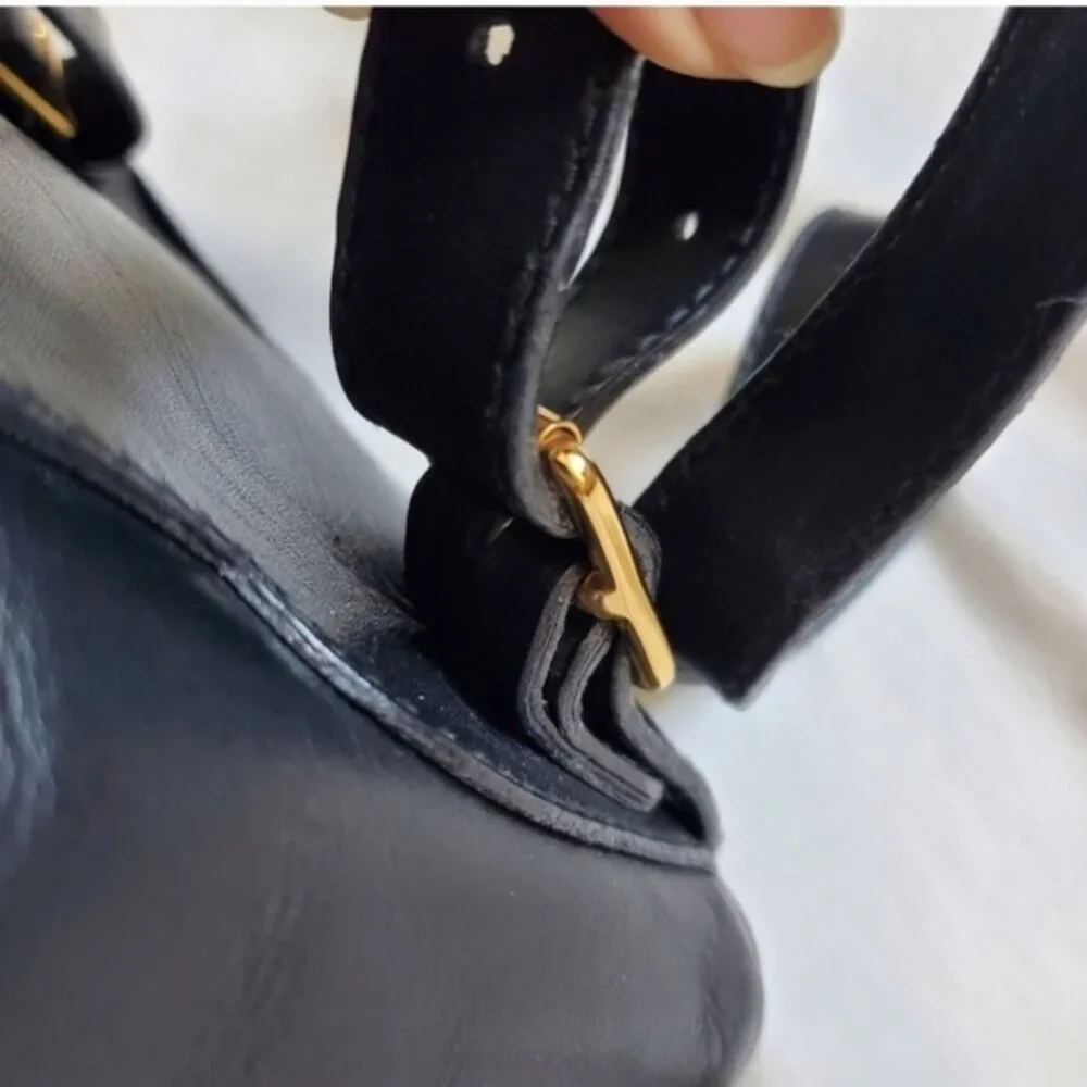 Authentic Vintage Gucci Bamboo Mini Backpack Black Leather Web Detail - Picture 12 of 15